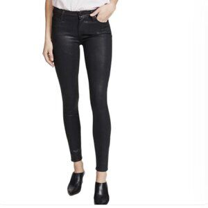 Paige Verdugo Ultra Skinny Coated Jeans in Black - 24